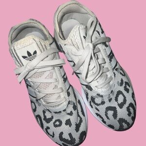 Adidas Women's Sneakers with Leopard Pattern - White and Black